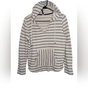 Old Navy Blue and White Striped V-Neck Sweater